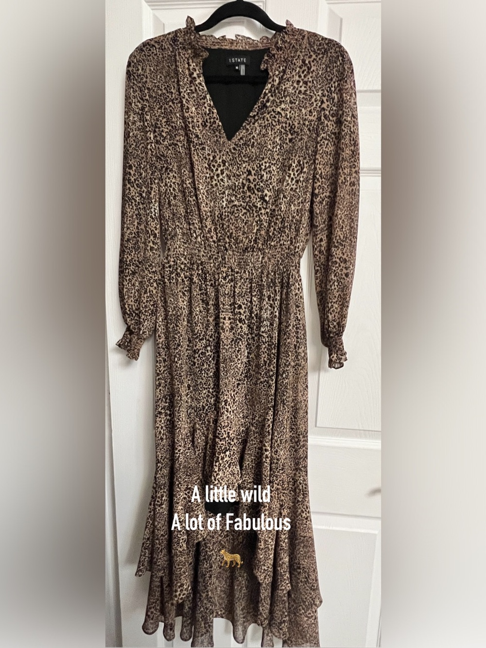 1. State Brown Leopard-Print Long Sleeve Dress